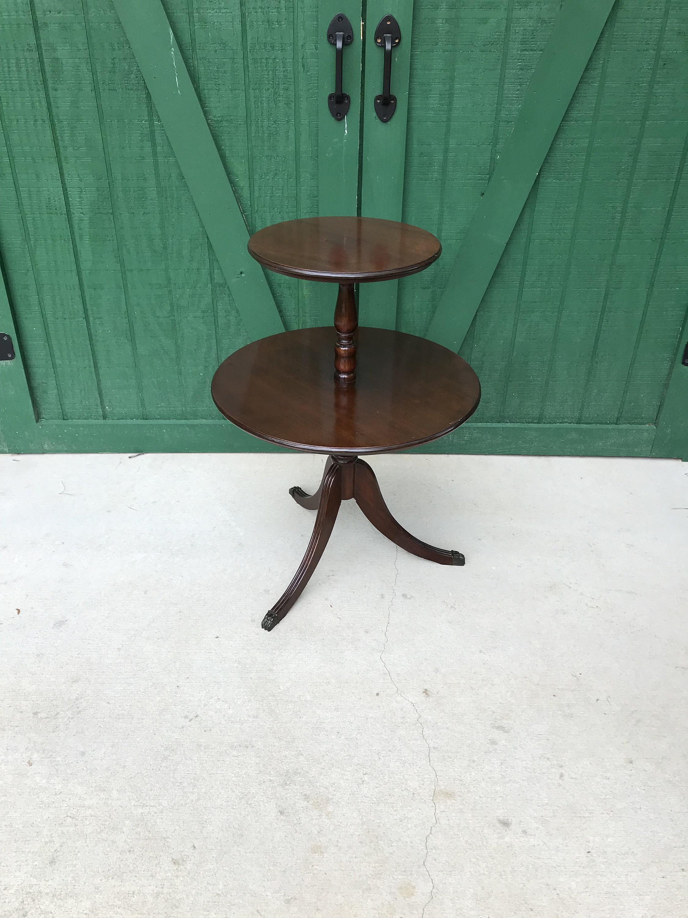 Vintage two tier round side table deals