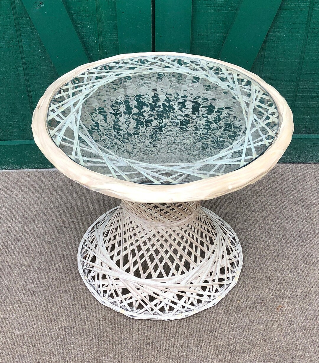 Spun Fiberglass Table Round Glass Top Russel Woodard Etsy