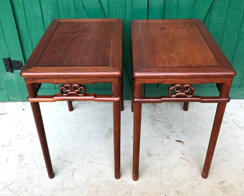 Chinese Mahogany End Tables Matched Set Tables Open Etsy