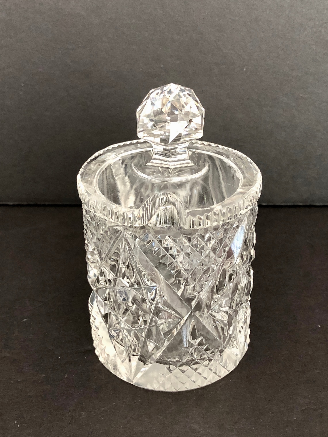 Vintage Crystal Mustard Pot Honey Jar Crystal Table Decor Etsy