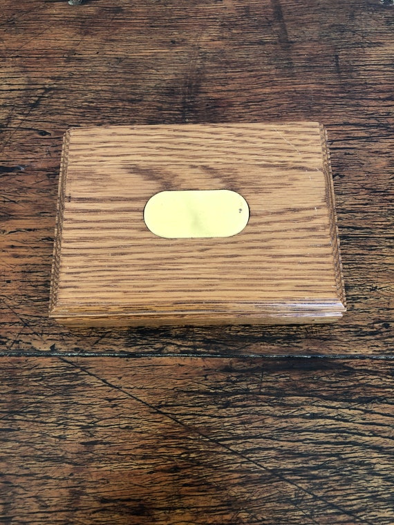 Wood Box, Vintage, Oak, Trinket Box, Cuff Link Bo… - image 1