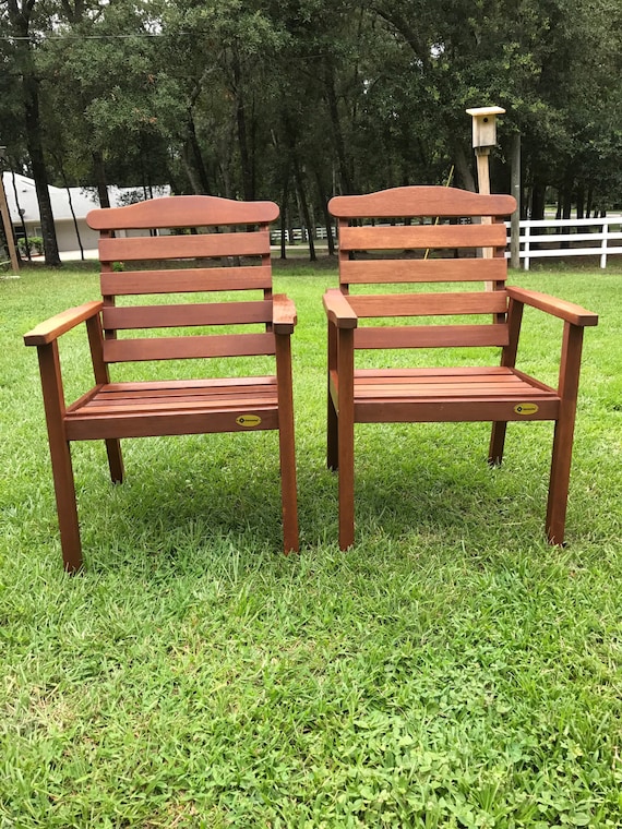 Vintage Samsonite Patio Chairs Hardwood Teak Two Chairs Etsy