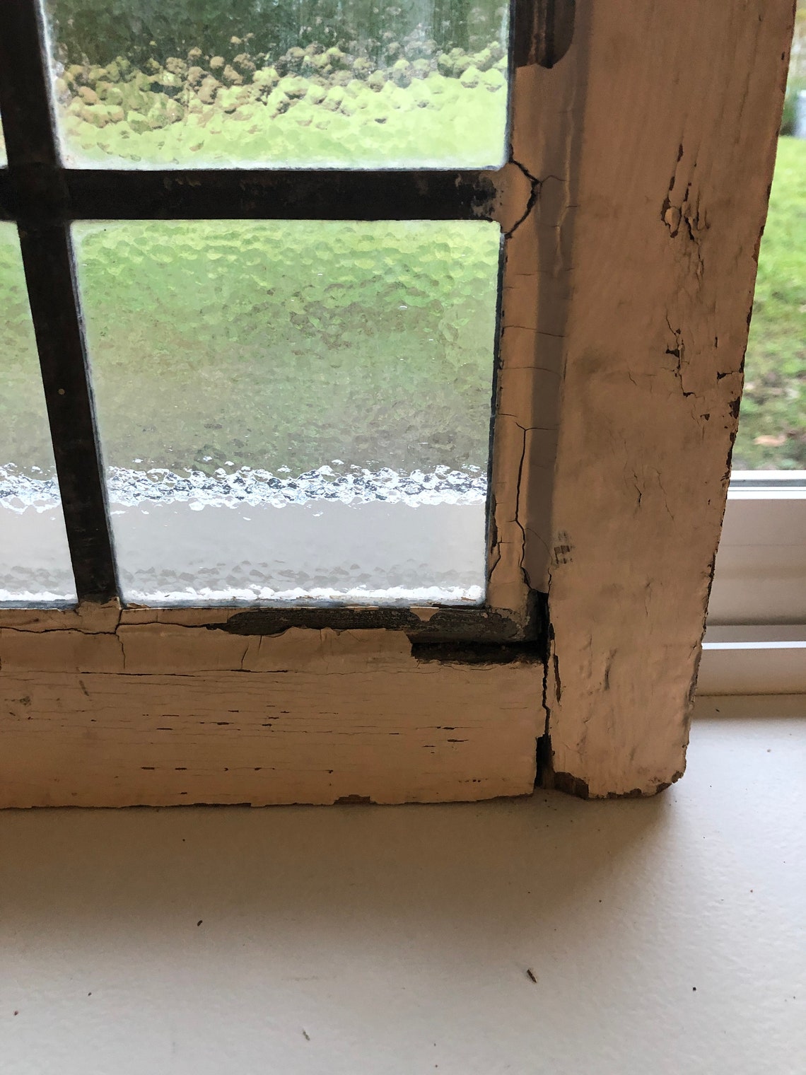 Stain Glass Window, Chippy Paint Frame, Antique Original, Architectural ...