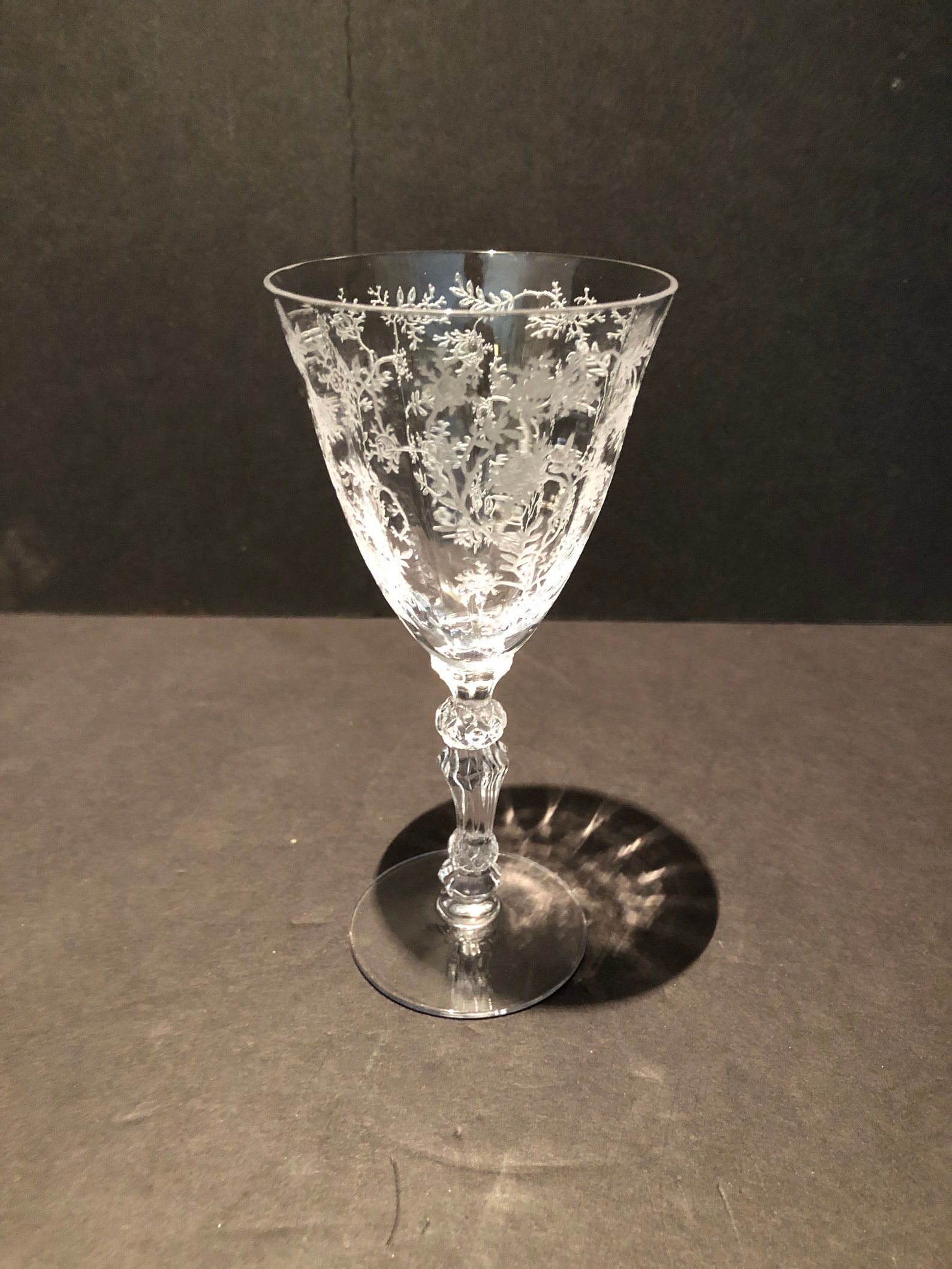 Fostoria, Chintz Pattern, Crystal Water, Wine, Cordials, Vintage