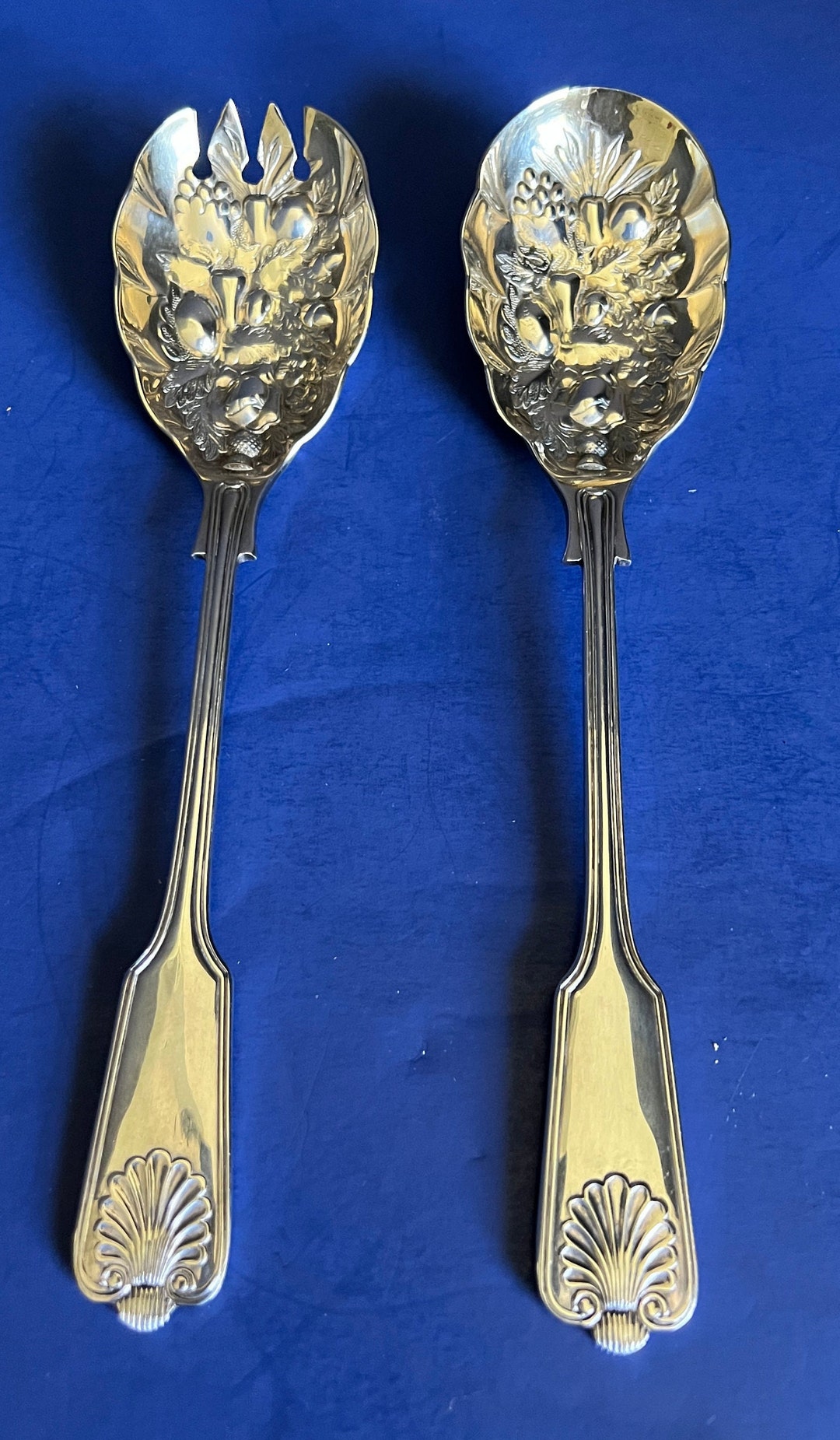 Sheffield Silver Serving Spoons, Silver Gold Wash, William Adams Etsy