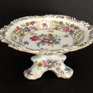 Hammersley, Dresden Sprays Pattern, Footed Dish, Pedestal Bon Bon Plate, Bone China,  Marked, English Bone China, BOOBOOZBAZAAR