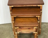 Bamboo Nesting Tables, Teak Top,