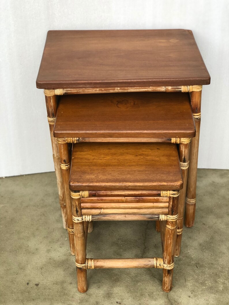 vintage bamboo nesting tables