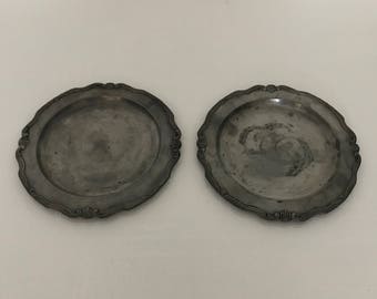 Pewter Plates, Two Plates,Hallmark, Primitive Pewter Plate, Colonial Style, Circa 1800s