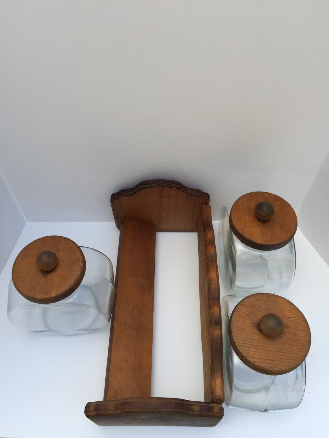 Canisters Glass Jars Flour Jar Sugar Jar Coffee Jar Wood Etsy