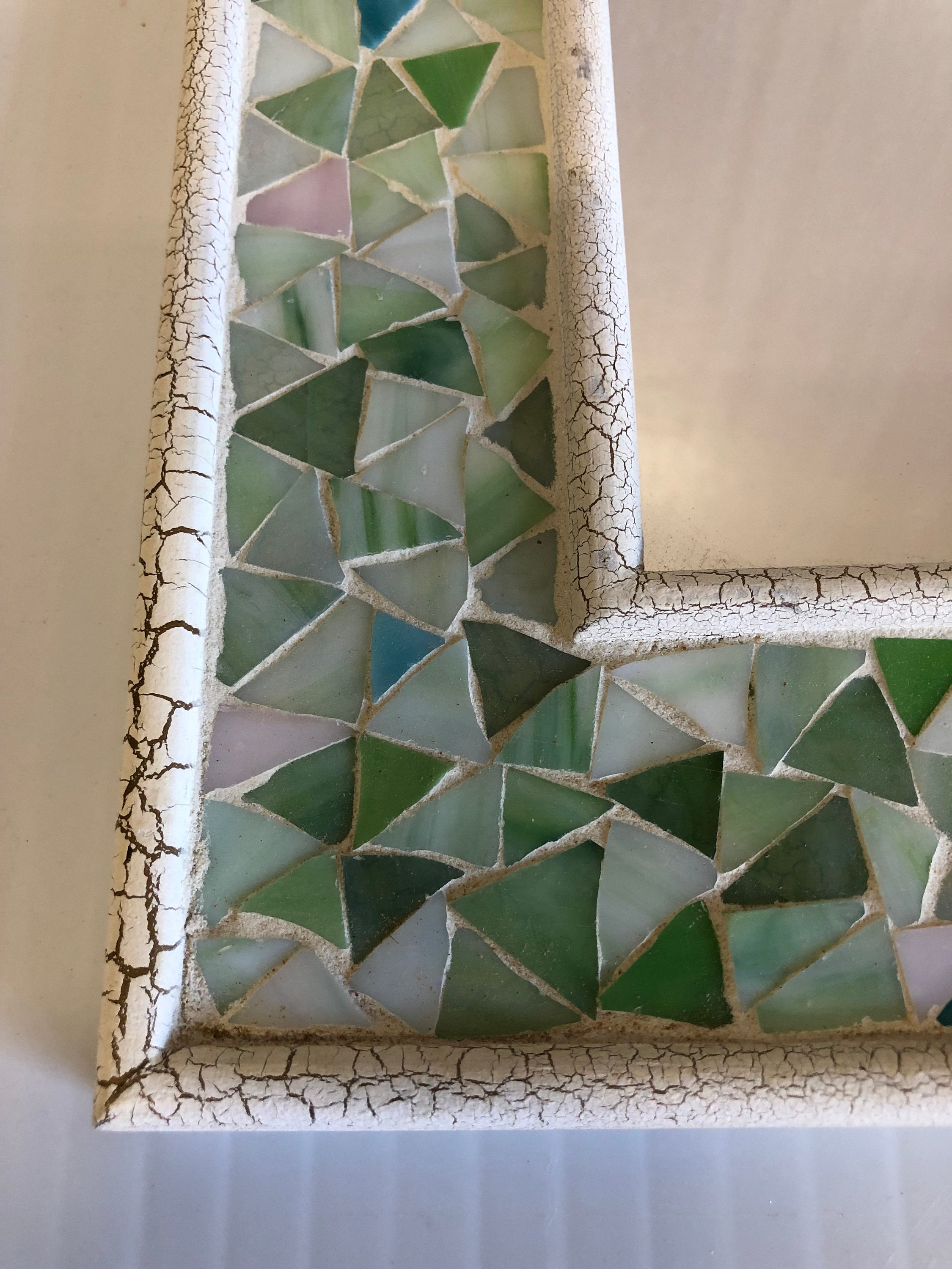 Mirror Stained Glass Border Beach Glass Motif Etsy