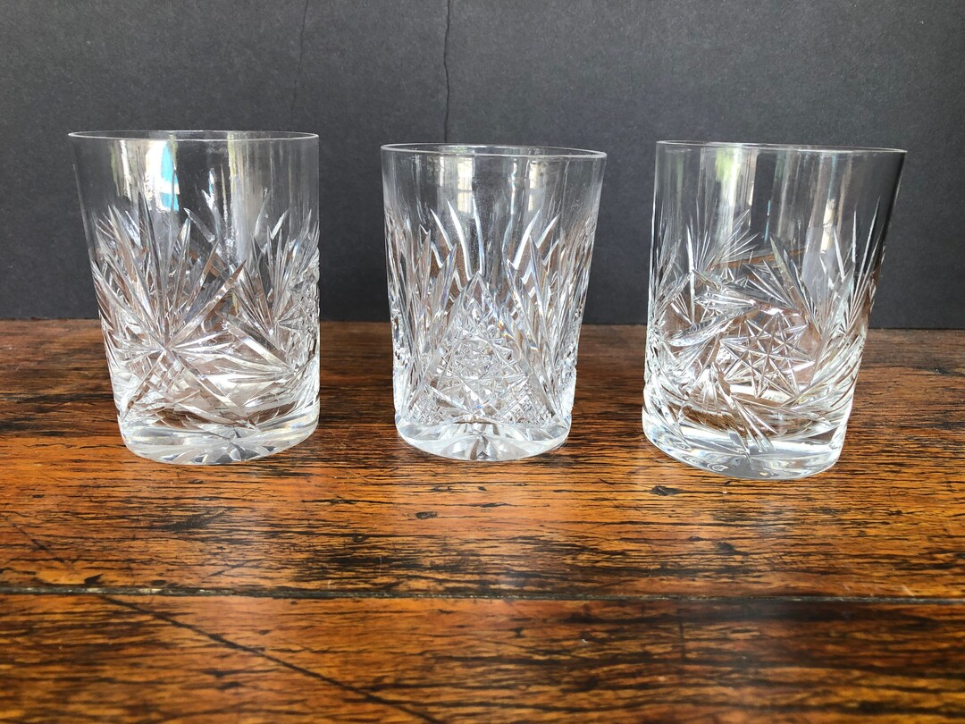Double Old Fashion Glasses, Antique Tumbler, American Beauty Crystal