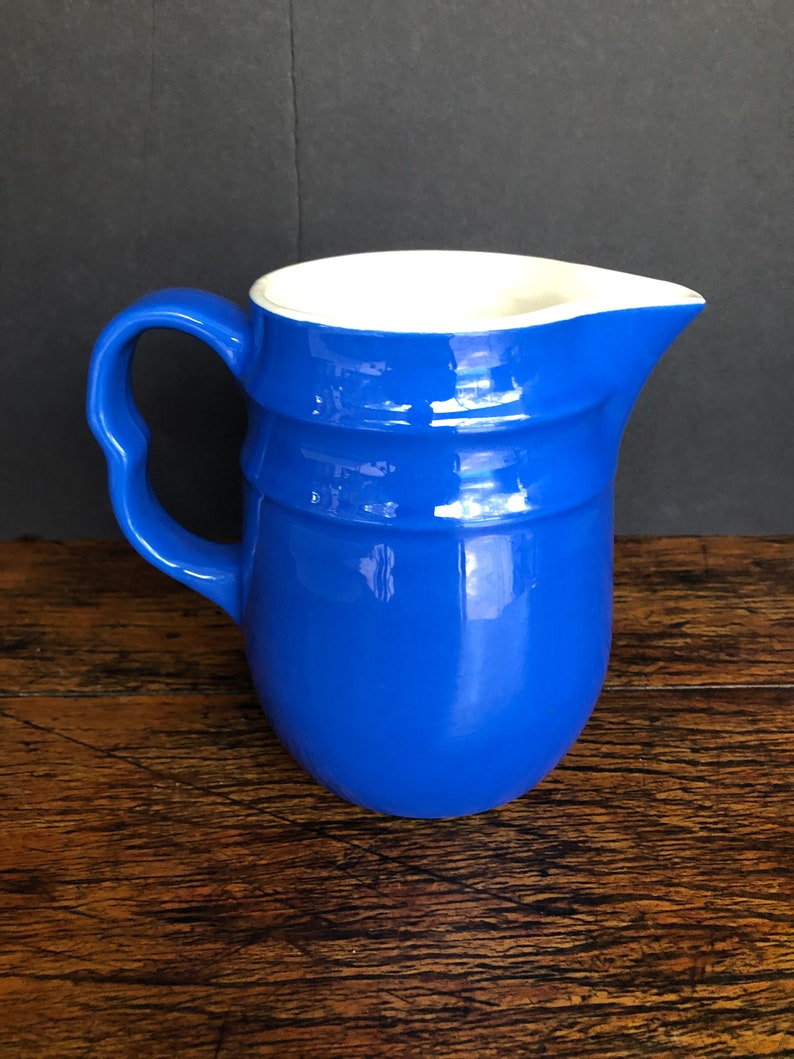 Blue Milk Pitcher Oxford Stoneware USA Fine Art Ceramic Etsy