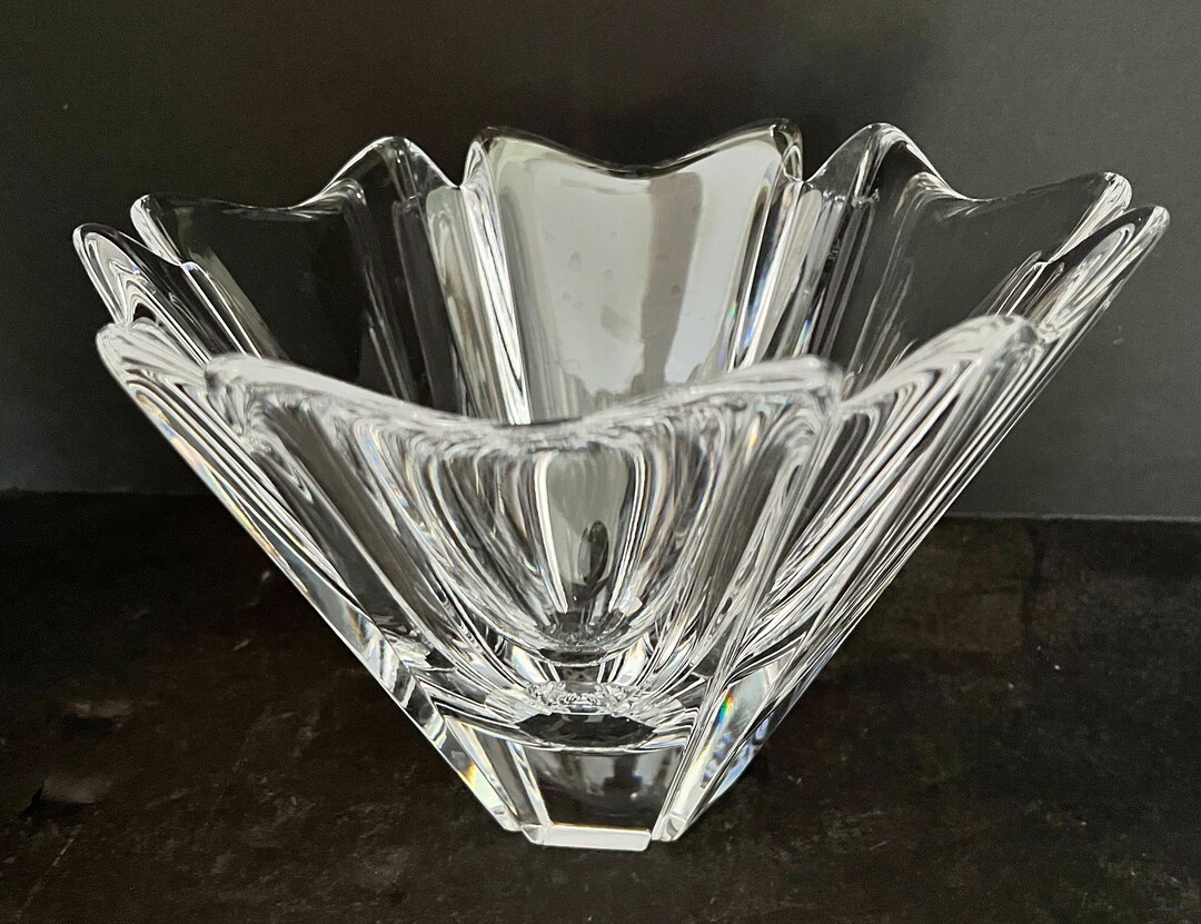 Orrefors Lead Crystal Bowl Very Heavy Discontinued Pattern Etsy