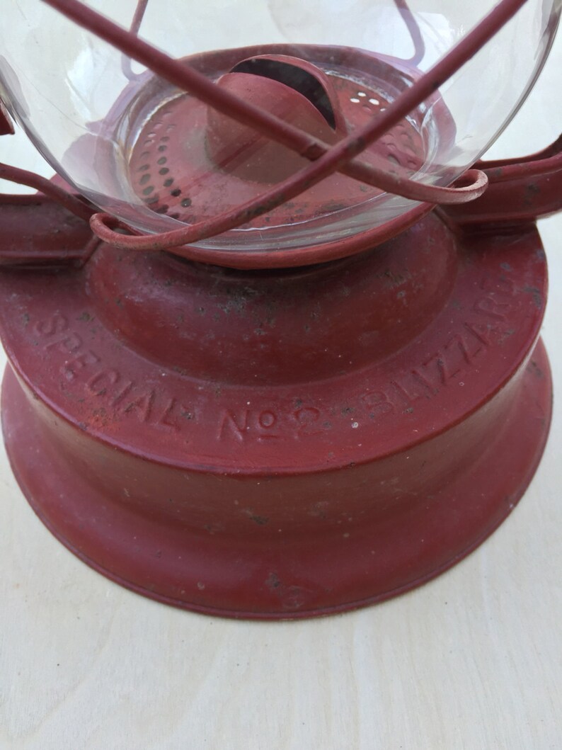RED BLIZZARD Hurricane Lantern Vintage