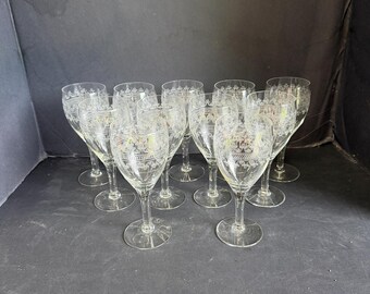 Fostoria , Large Cloverleaf Etched Design,  Vintage Stemware, Gatsby Glamour, Open Stock