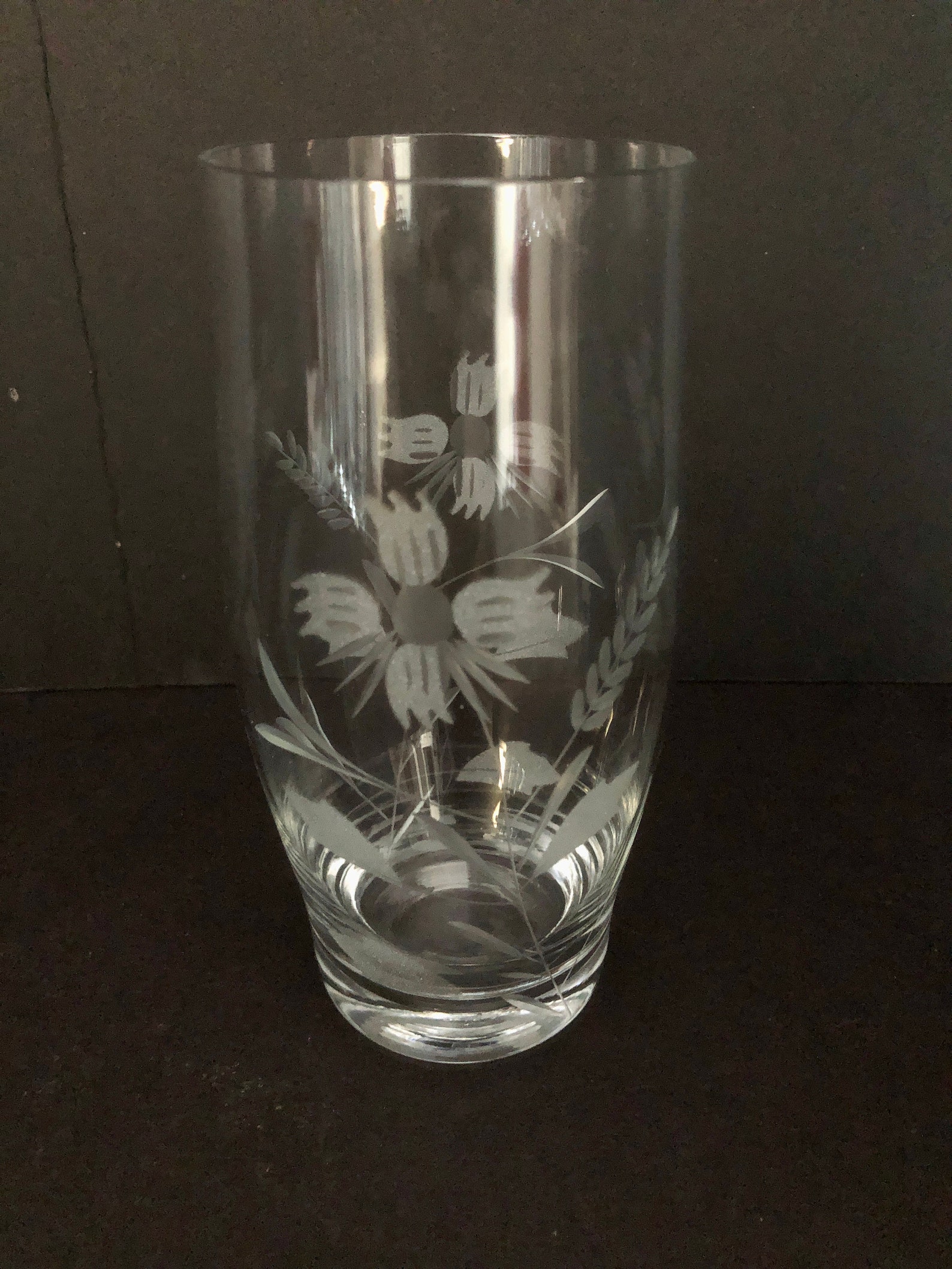 Highball Glass Vintage Etched Flowers CRYSTAL Glasses Etsy