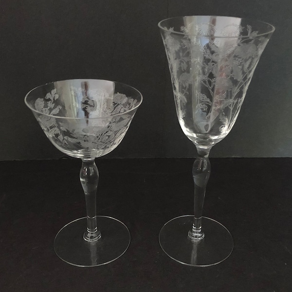 Tiffin-Franciscan,  Coronet Pattern,  Crystal Water, Wine, Cordials, Vintage Stemware, Gatsby Glamour, OPEN STOCK, Sold Separately