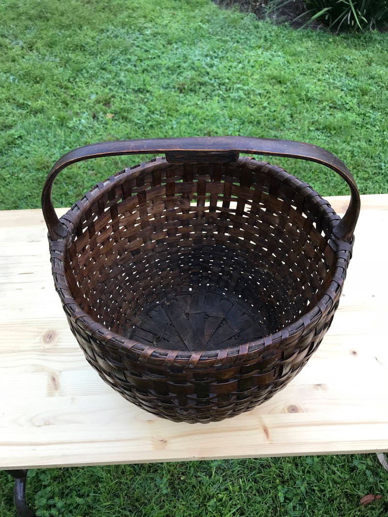 Antique Basket Gathering Basket Egg Gathering Basket Finger Etsy
