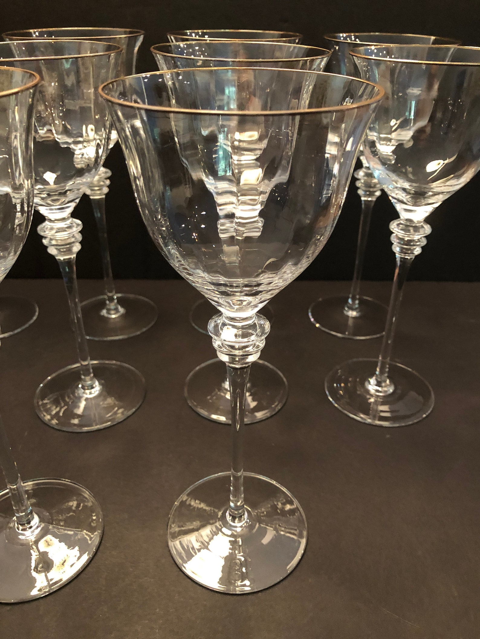 Mikasa Crystal Long Stem Wine Glasses Set of 10 Gold Rim Etsy