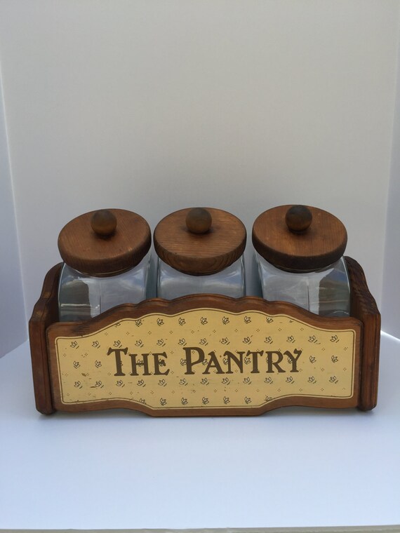 Canisters Glass Jars Flour Jar Sugar Jar Coffee Jar Wood Etsy