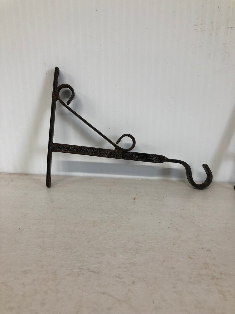 Vintage Wrought Iron Shelf Brackets Pair Plant Hook Etsy