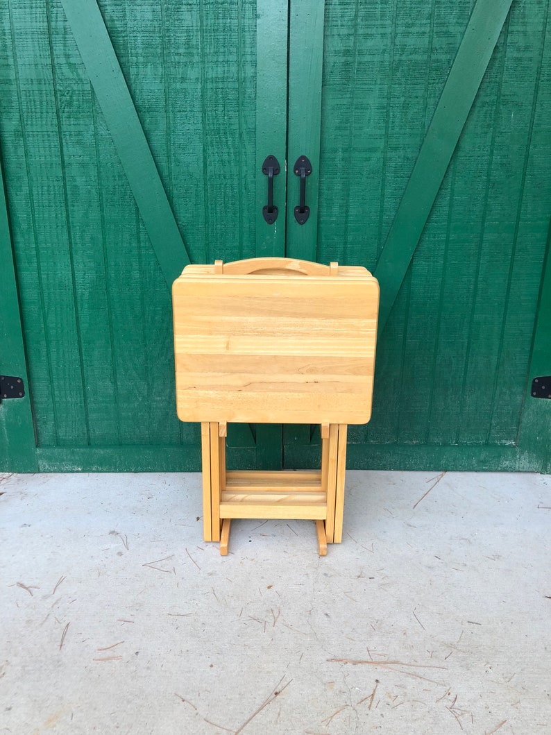 Vintage Tv Trays Solid Wood Rectangle Stand Luncheon Table Tray Tables With