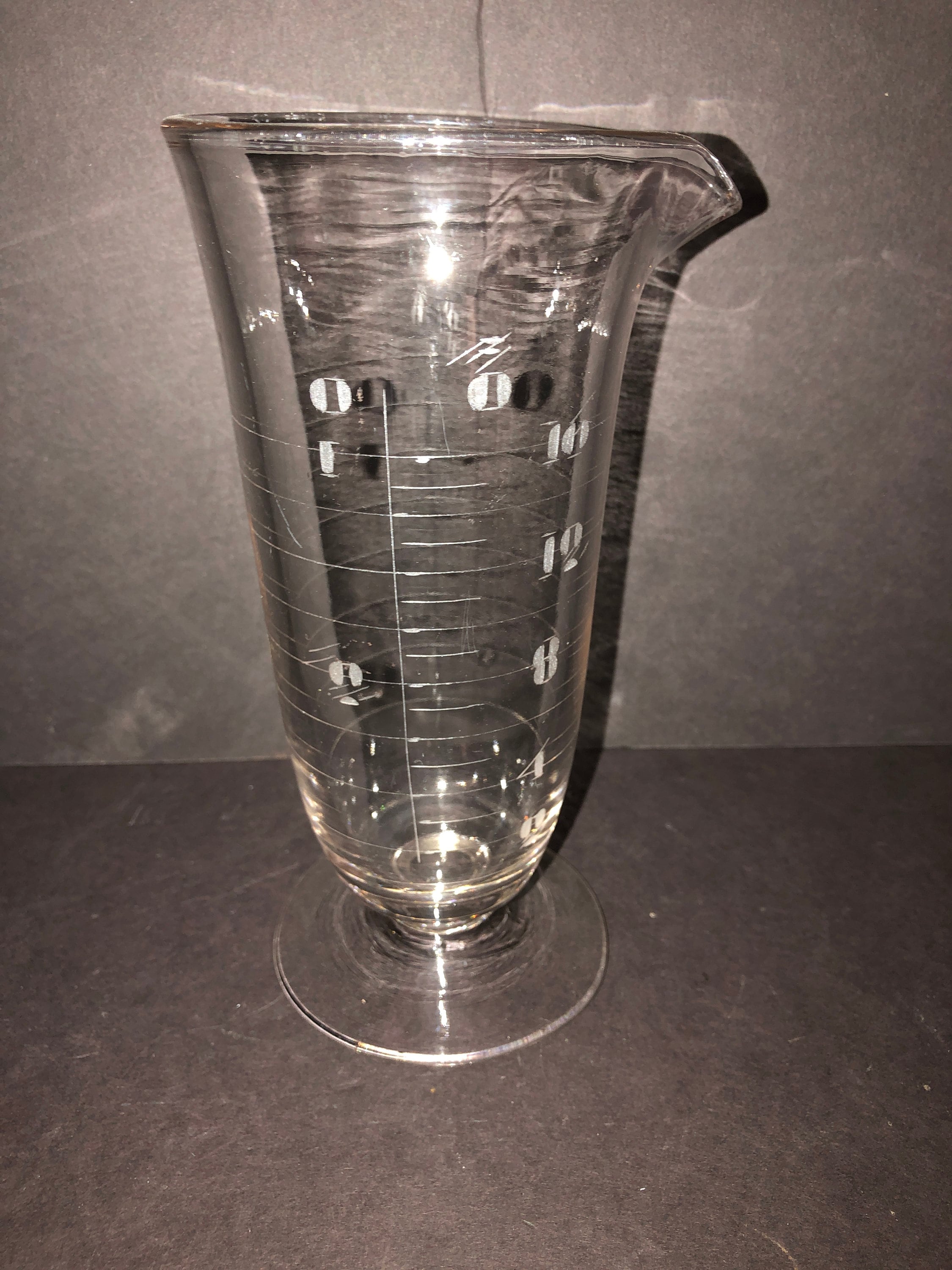 Martini Pitcher, Pinched Lip, Crystal Measuring Cup, Barware, Bar Cart  Accessory, Etched Measurements , Retro 