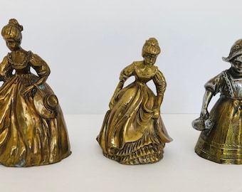 Lady Bells, Antique Bell Collection, Brass, Servant Bell, Tea Bell, Women Shaped Bell, Victorian, Open Stock