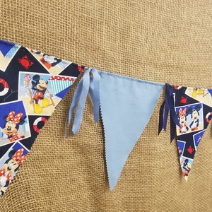 Mickey & Minnie Beach Fabric Banner Seashore Bunting Mickey Ice Cream Celebration Boy or Girl&#39;s Room Wall Hanging