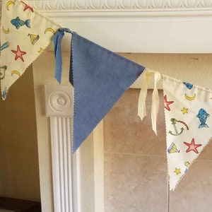 Seashore Fabric Banner Starfish Anchor Fish Blue Banner Bunting