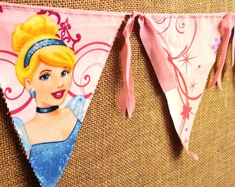 Disney Princesses Banner, 5Ft. Cinderella, Rapunzel, Tiana, Belle, & Aurora Garland, Princess Birthday Banner, Princess Room Decoration
