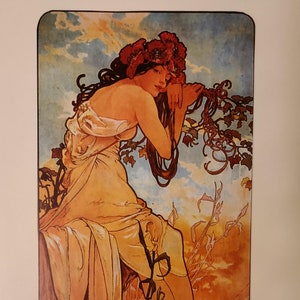 Art Nouveau Clip Art, Mucha Seasons Women, 4 Sheets Paper Crafts, Decoupage, Collage, Scrapbook, Junk Journals, Ephemera, Vintage Women
