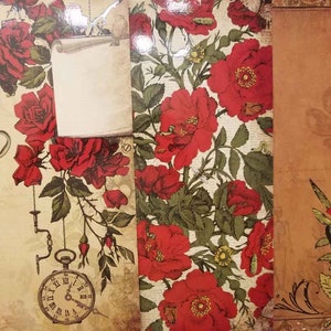 Steampunk Botanica, 8 pages 12 x 12 clés, montres, coquelicots rouges, papillons, clés, araignée, carnets, fabrication de cartes, travaux manuels pour enfants, scrapbooking