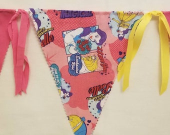 Beauty & the Beast Banner, Belle Fabric Bunting, Princess Birthday Party Banner, Belle Wall Hanging, Girl's Room Princess Banner