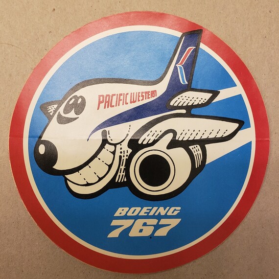 Boeing 767 Decal, Vintage 80's Advertising Airplane Sticker