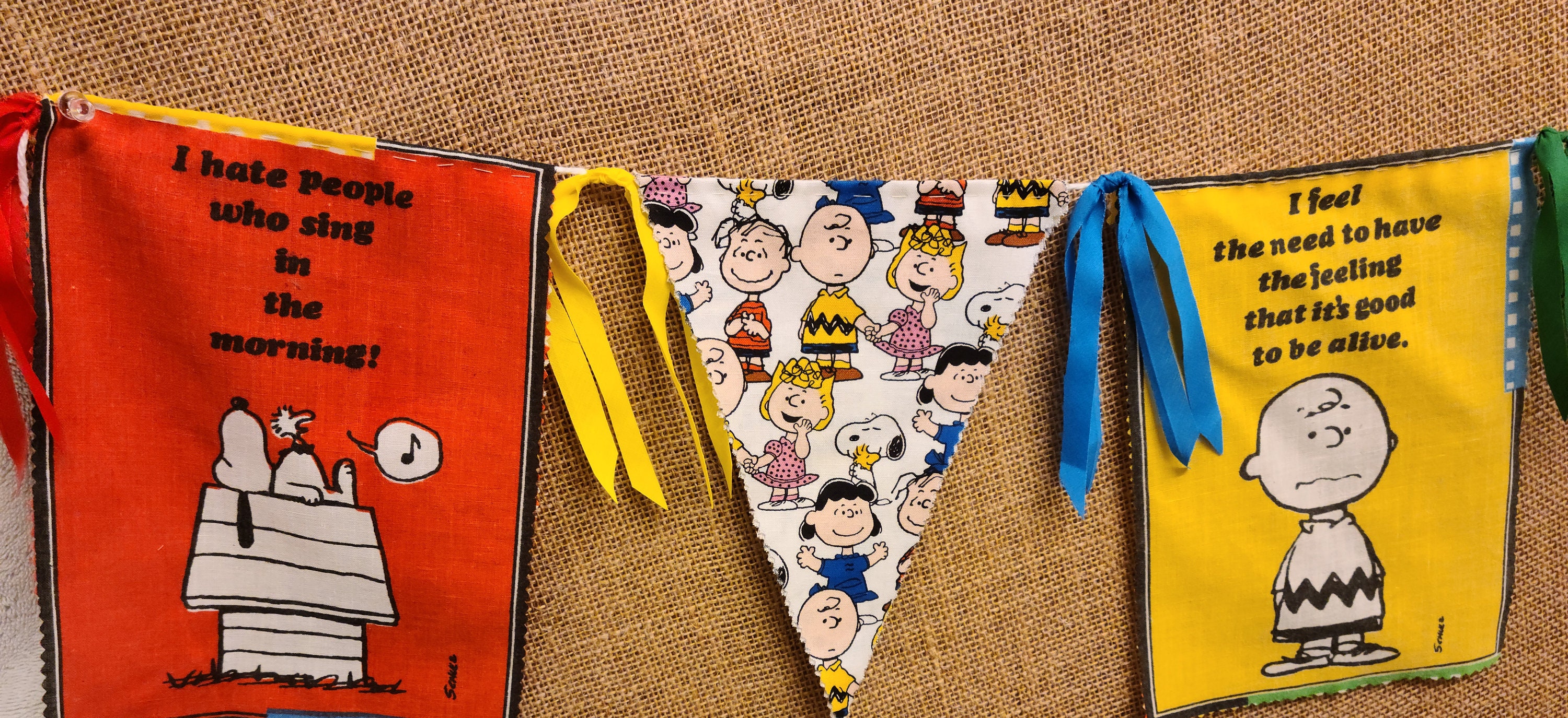Peanuts Gang Color Block Banner, Snoopy, Charlie Brown, Linus, Lucy ...