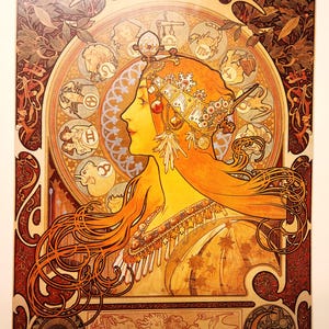 Art Nouveau Clip Art, Mucha Women&#39;s Portraits, 4 Sheets Taped, Paper Crafts, Decoupage, Collage, Scrapbook, Junk Journals, Vintage Women