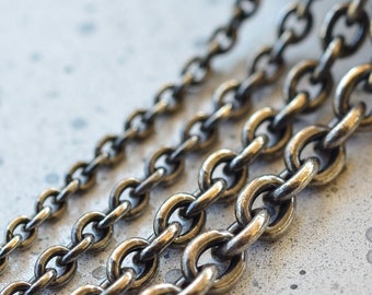 Oxidized Sterling Silver Cable Chain Necklace: Rustic Solid Silver