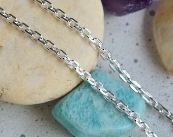 Sterling Silver Cable Chain Necklace: Unisex Solid Silver 925 (3.1mm)