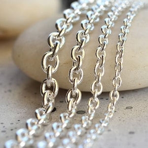 Silver cable chain, Sterling Silver Cable Chain Necklace, Solid Silver 925 Anchor Cable Chain Necklace, Men's cable chain, Unisex chain