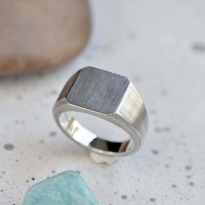 Silver signet ring, rustic sterling silver square signet ring handmade jewelry, HEAVY ring, silver pinky ring, gift for husband gift for him