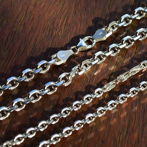 Sterling Silver cable chain necklace 5.3mm, Silver 925 Solid Anchor Diamond Cut chain necklace, Men's anchor necklace, HEAVY THICK chain