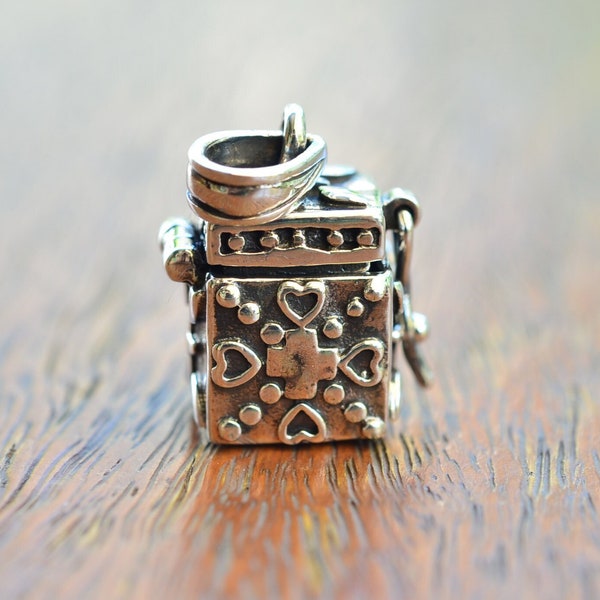 Prayer box sterling silver charm, Stash box, Silver locket, Wish box, Memory Box, Silver prayer box, Christian prayer box,Prayer box pendant