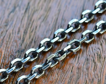 Oxidized Sterling Silver Anchor Chain Necklace - Heavy Rustic Design (5.3mm)