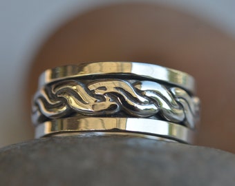 Sterling Silver Celtic Spinner Ring: Handmade Weaving Band