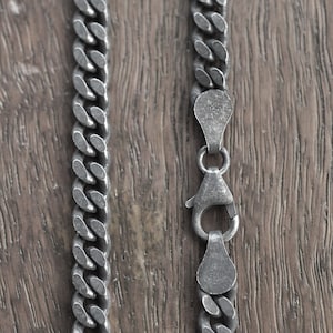 Silver 5.5mm curb chain Oxidized Sterling silver 925 men's chain necklace, Curb Cuban chain, Dark Black Oxidized chain, HEAVY Chain 5.5 mm.