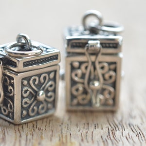 Sterling Silber Prayer Box Anhänger: Stash Medaillon, Erinnerung Andenken