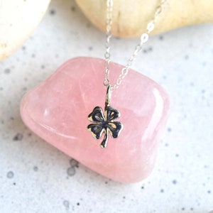 Sterling Silver Four Leaf Clover Necklace: Lucky Charm Pendant