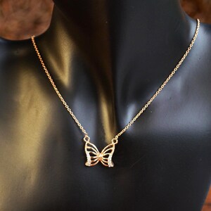 Rose Gold Vermeil Butterfly Necklace: Sterling Silver CZ Charm